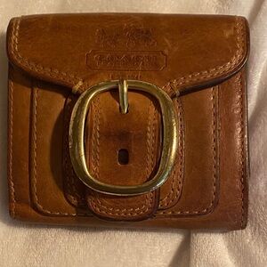 Coach Tan Leather Wallet with Gold Buckle